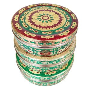 Golden Infinity Meenakari Designed Stainless Steel Make 3-Piece Container Set